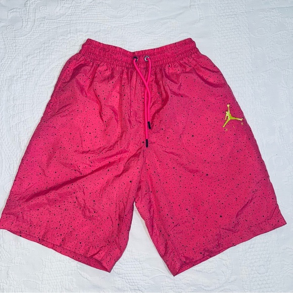 Nike Air Jordan Cement Poolside Swim Trunks M Pink Black Speckled Jumpman Shorts - Picture 1 of 10